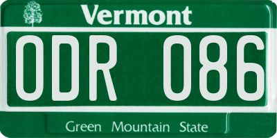 VT license plate ODR086