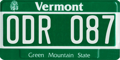 VT license plate ODR087