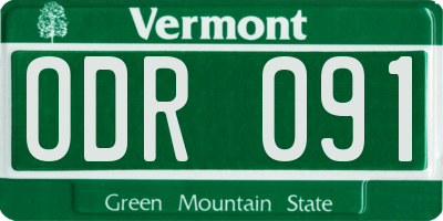 VT license plate ODR091