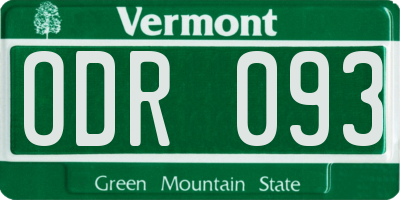 VT license plate ODR093