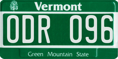 VT license plate ODR096