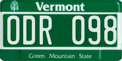 VT license plate ODR098