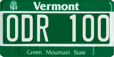 VT license plate ODR100