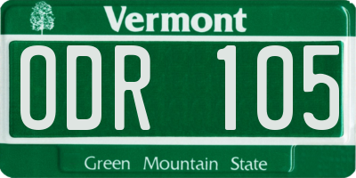 VT license plate ODR105