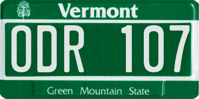 VT license plate ODR107
