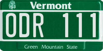 VT license plate ODR111