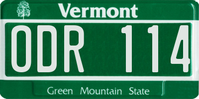 VT license plate ODR114