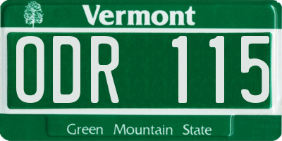 VT license plate ODR115