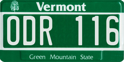 VT license plate ODR116