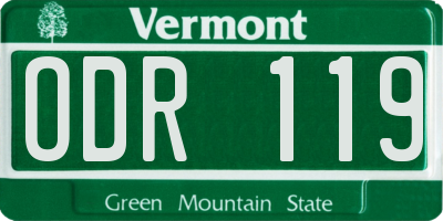 VT license plate ODR119