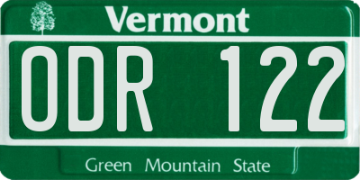 VT license plate ODR122