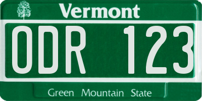VT license plate ODR123