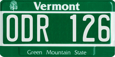 VT license plate ODR126