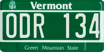 VT license plate ODR134