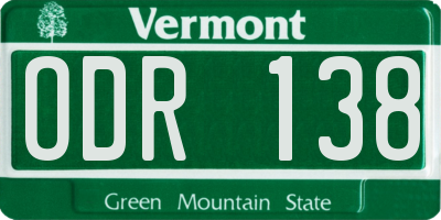 VT license plate ODR138
