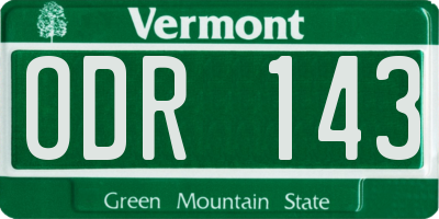VT license plate ODR143