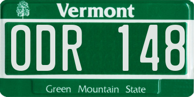 VT license plate ODR148