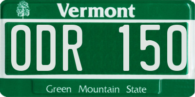 VT license plate ODR150