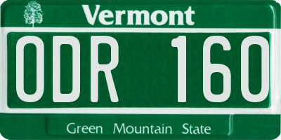 VT license plate ODR160
