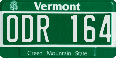 VT license plate ODR164