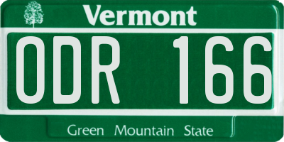 VT license plate ODR166