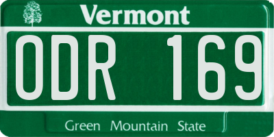 VT license plate ODR169