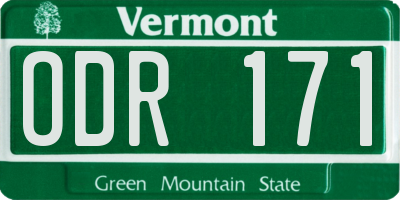 VT license plate ODR171