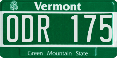 VT license plate ODR175