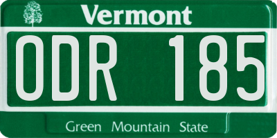 VT license plate ODR185
