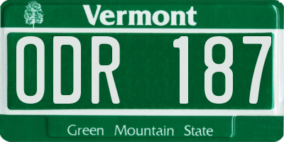 VT license plate ODR187