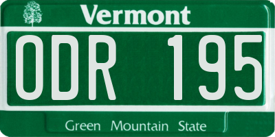 VT license plate ODR195