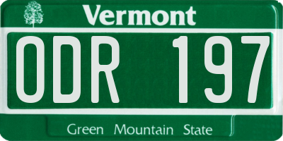 VT license plate ODR197