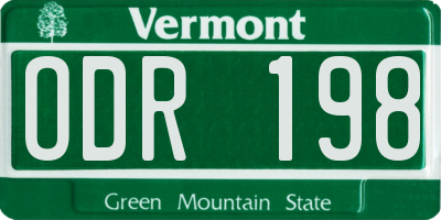 VT license plate ODR198