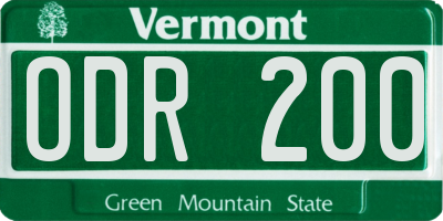 VT license plate ODR200