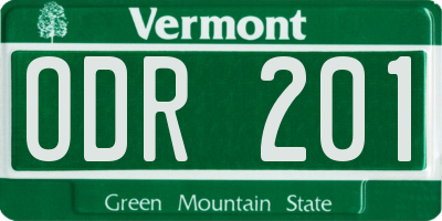 VT license plate ODR201