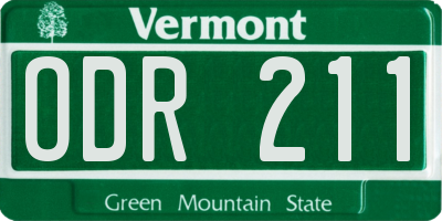 VT license plate ODR211