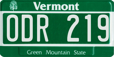 VT license plate ODR219