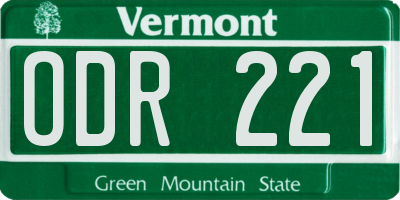 VT license plate ODR221