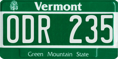 VT license plate ODR235