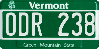 VT license plate ODR238