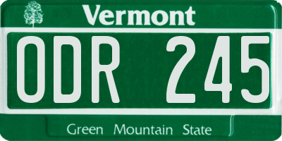 VT license plate ODR245