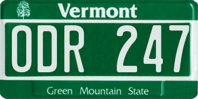 VT license plate ODR247