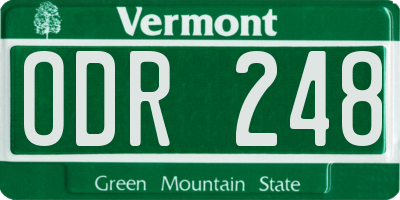 VT license plate ODR248