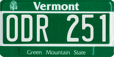 VT license plate ODR251