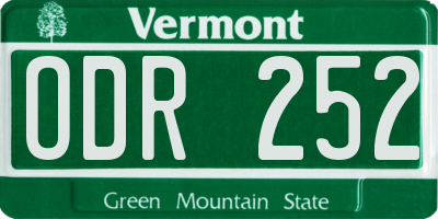 VT license plate ODR252