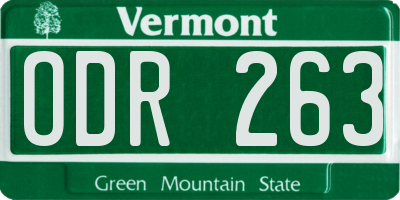 VT license plate ODR263