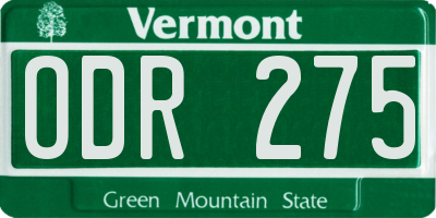 VT license plate ODR275