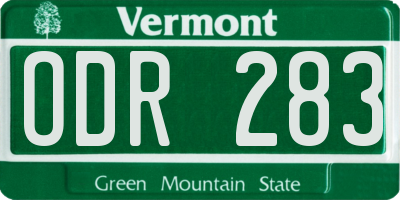 VT license plate ODR283