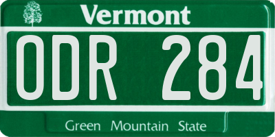 VT license plate ODR284