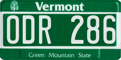 VT license plate ODR286